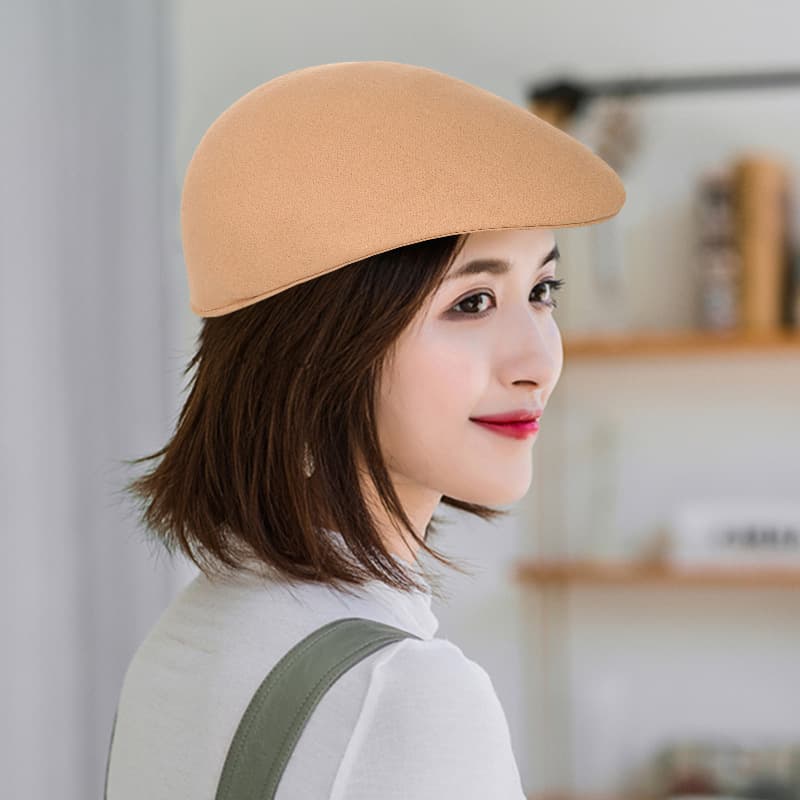 ベレー帽 なめらか質感フラットベレー帽