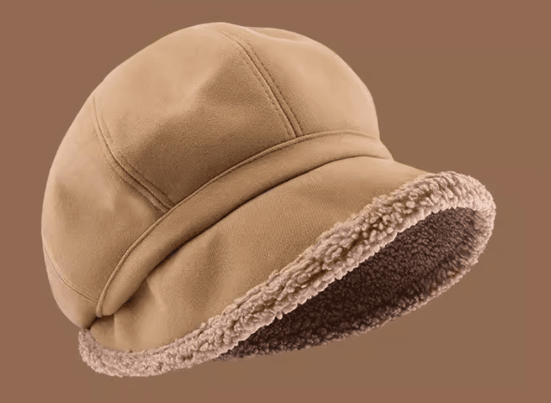 もこもこ縁取り防寒ベレー帽
