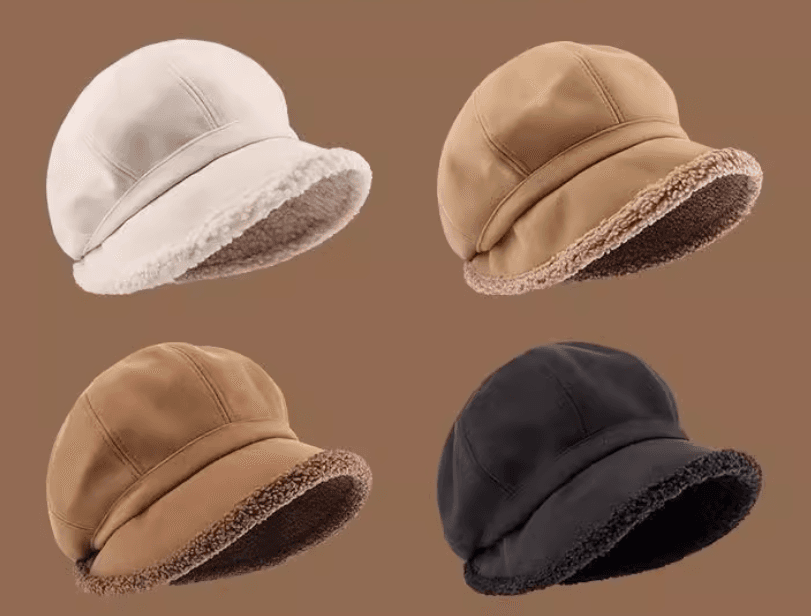 もこもこ縁取り防寒ベレー帽