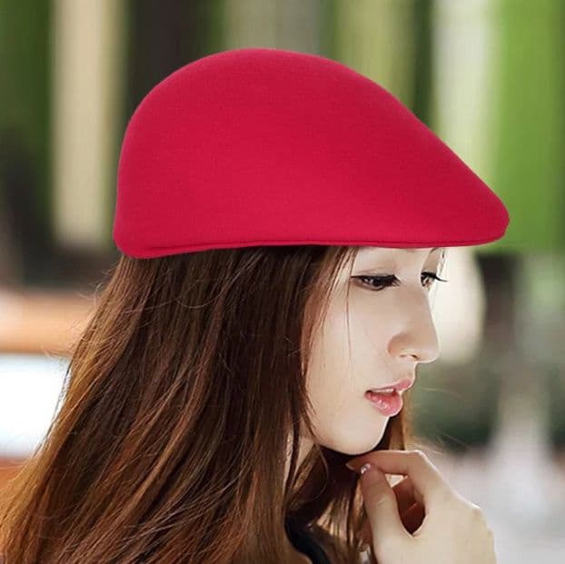 ベレー帽 なめらか質感フラットベレー帽