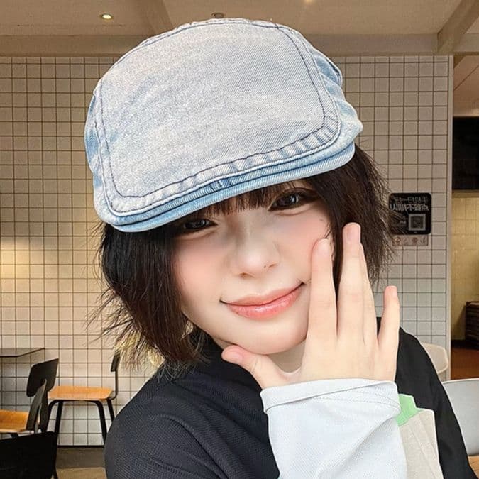 ベレー帽 やわらか風合いデニムハンチング帽