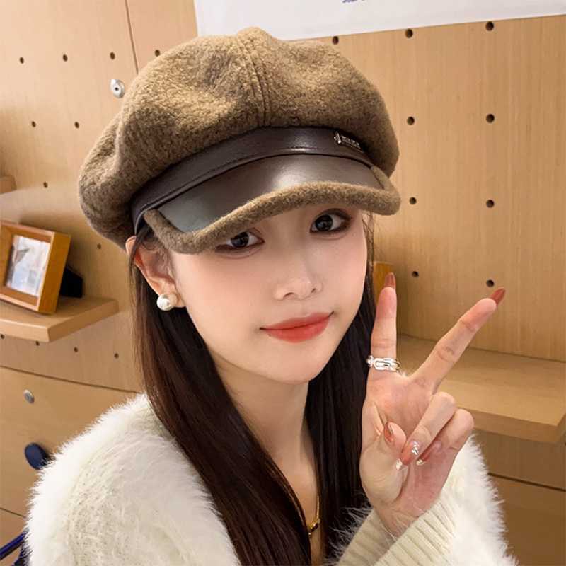 ベレー帽 ふんわりボア付きレトロベレー