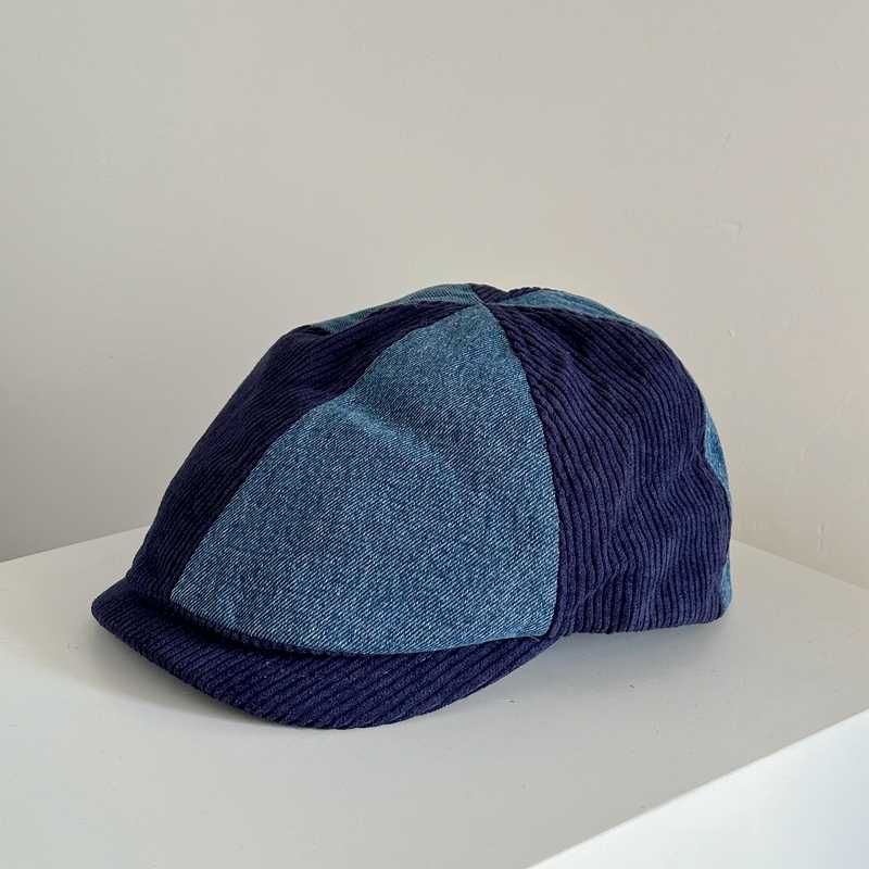 パッチワーク デニムベレー帽