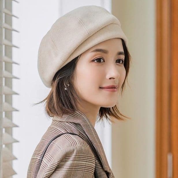 ウール調千鳥柄ベレー帽 レディース レトロチェック女性用帽子