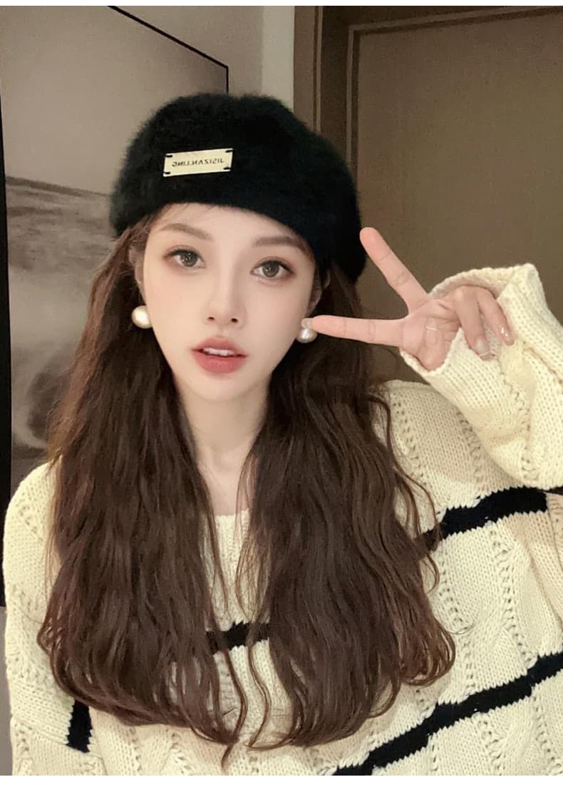 ふわもこ冬映えベレー帽