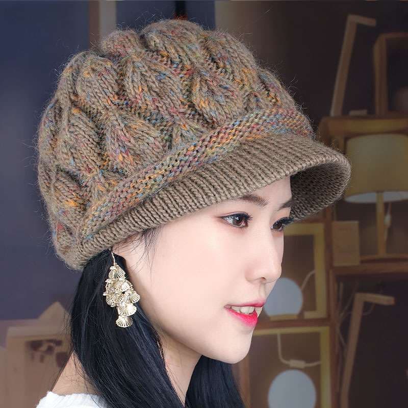 ふわもこニット編みベレー帽