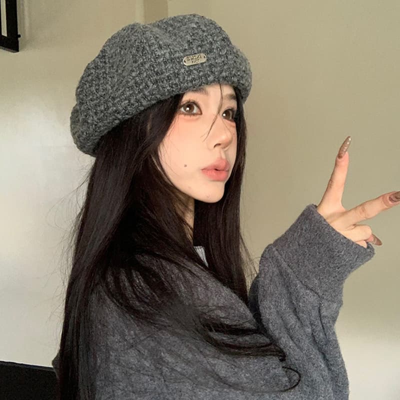 もこもこニットベレー帽