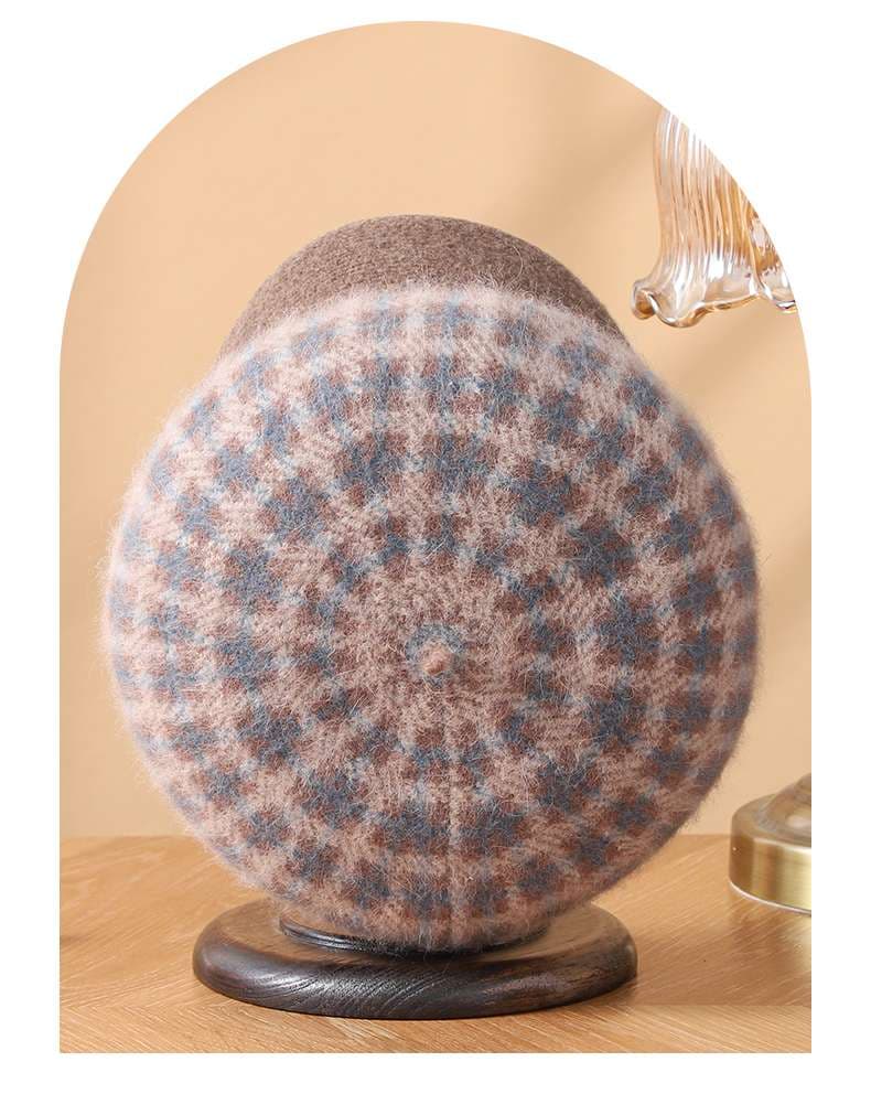 ベレー帽 手編み柄のふわふわベレー