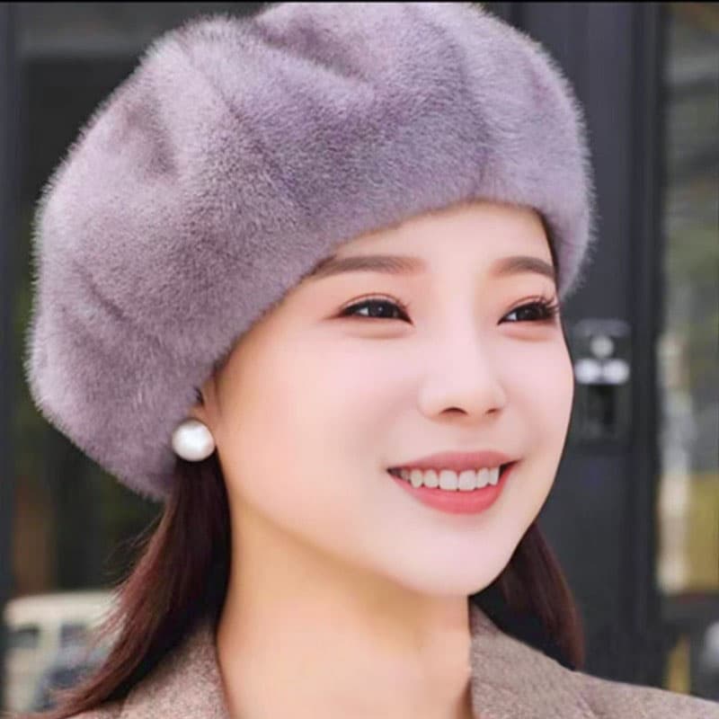 ベレー帽 ふんわりラグジュアリーボアベレー