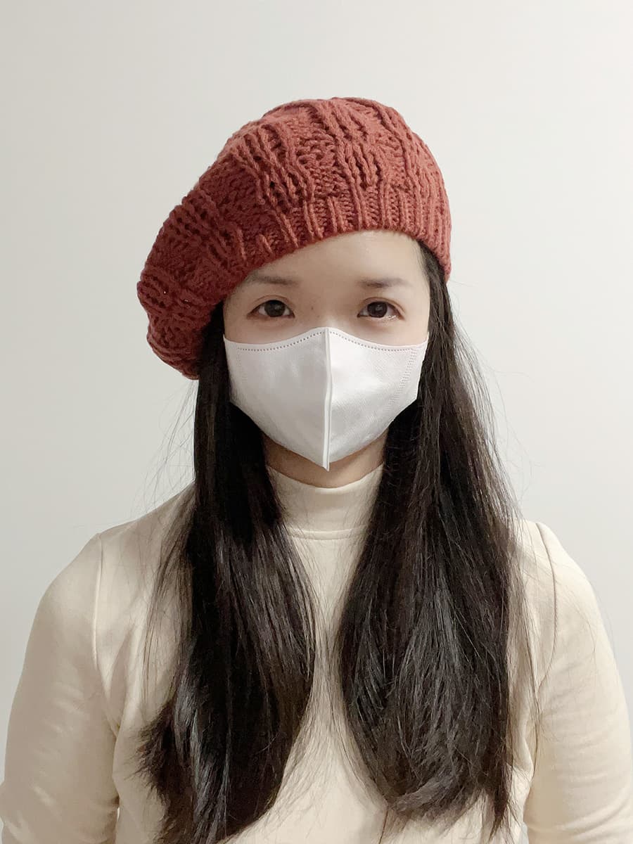 ベレー帽 ふんわり編み模様のベレー帽