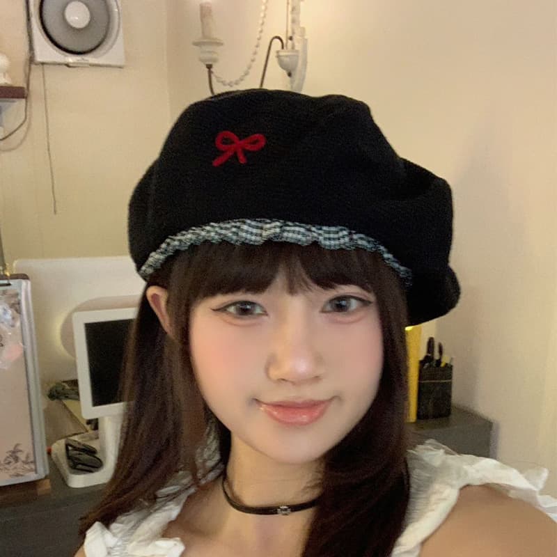 リボン付きレースベレー帽