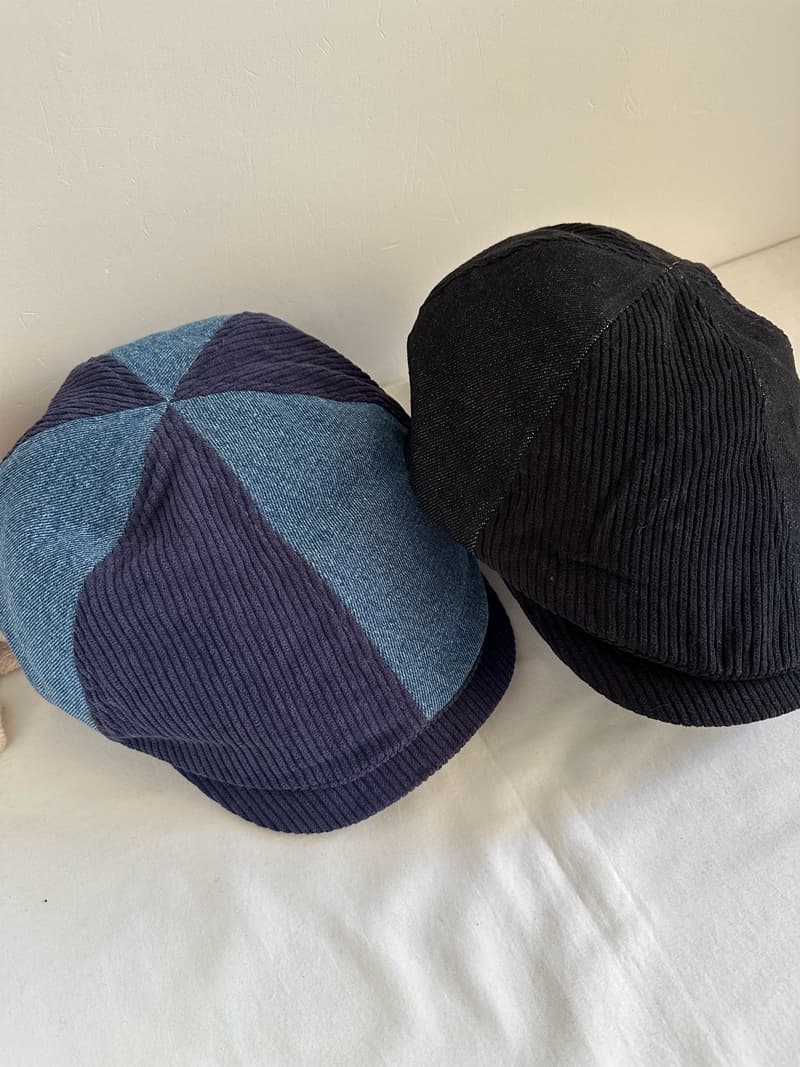 パッチワーク デニムベレー帽