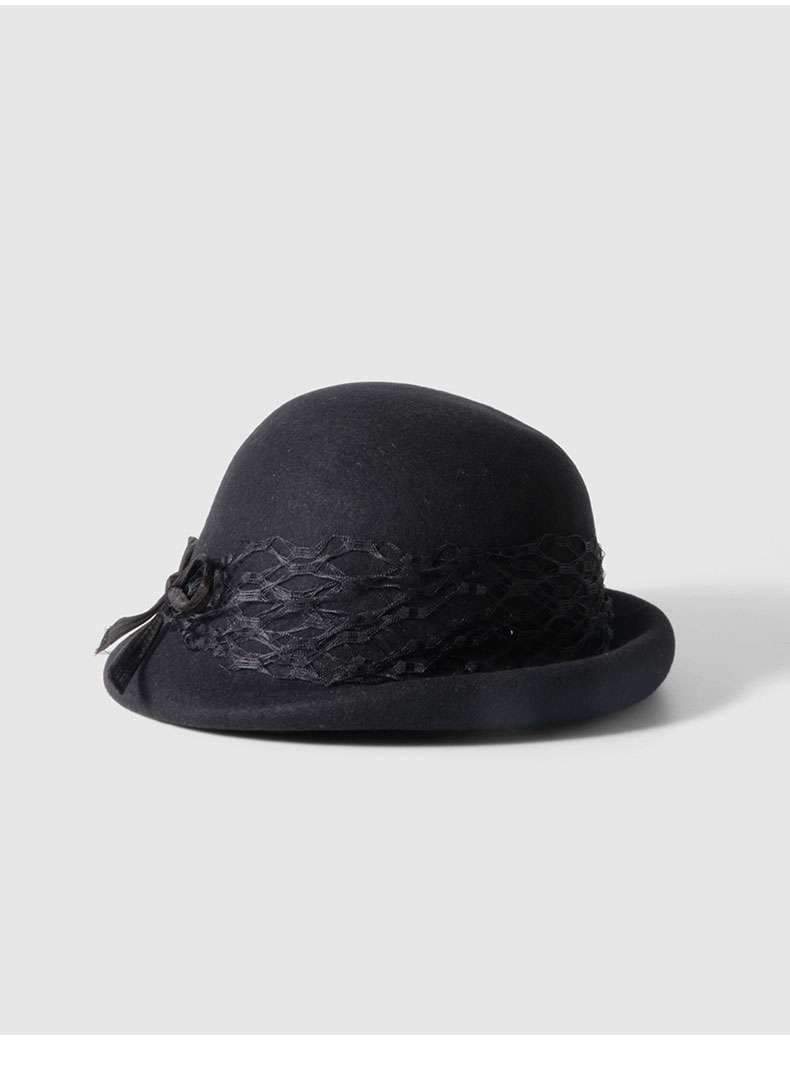 ベレー帽 レトロ リボン クラシック ウール帽