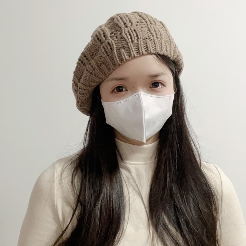 ベレー帽 ふんわり編み模様のベレー帽