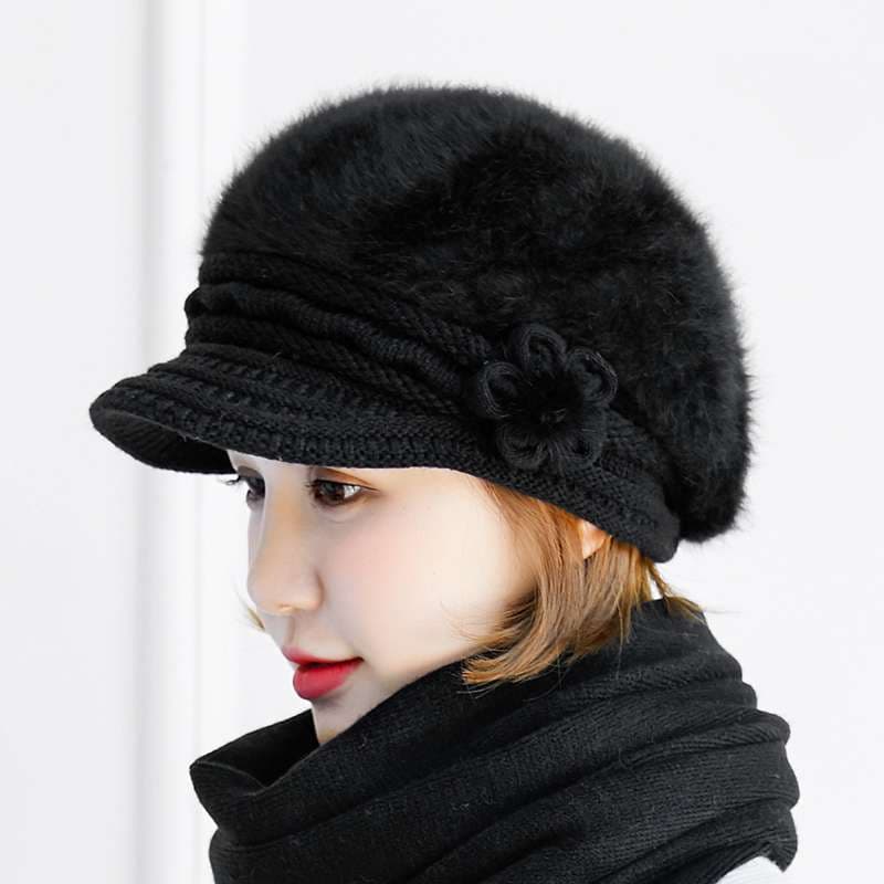 ふんわりフラワーニットベレー帽