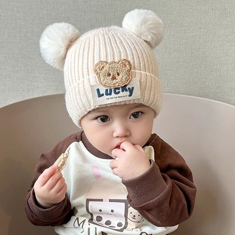 ベレー帽 ふわもこ くまちゃん ベビーニット帽
