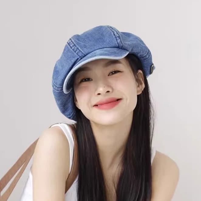 ベレー帽 風合い豊かな立体デニムベレー帽