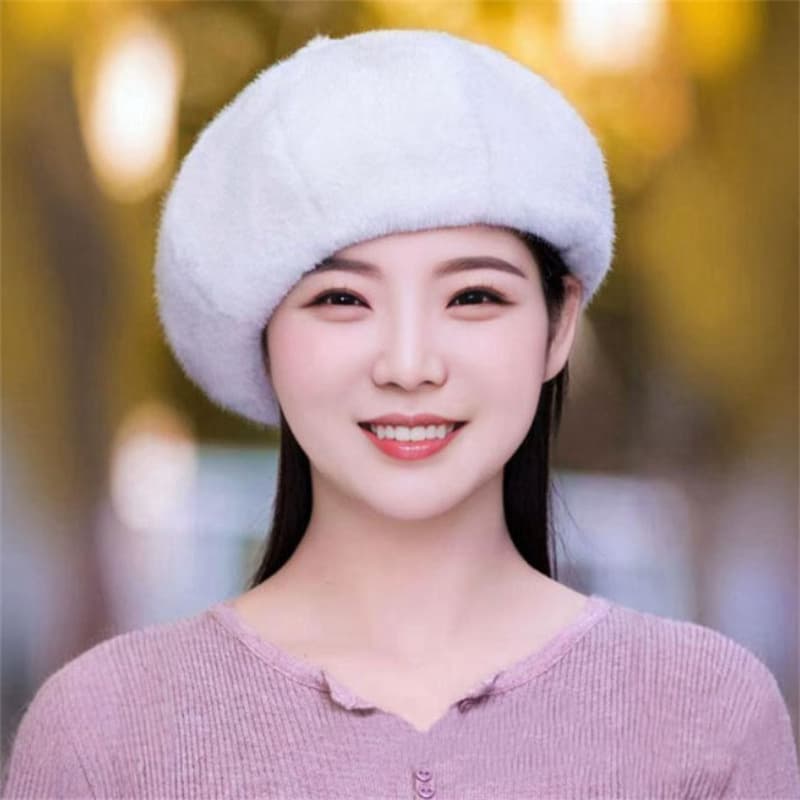 ベレー帽 ふんわりラグジュアリーボアベレー