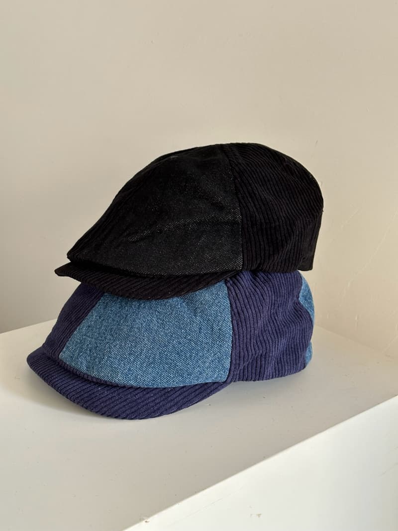 パッチワーク デニムベレー帽