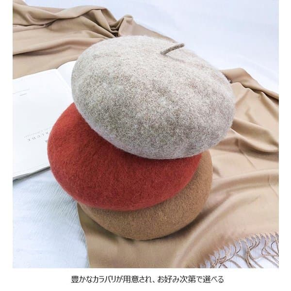 ウール調女性用ベレー帽 秋冬画家帽 全11色レトロ帽子