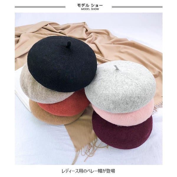 ウール調女性用ベレー帽 秋冬画家帽 全11色レトロ帽子